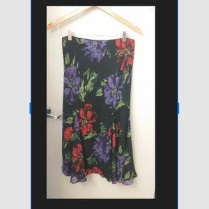 Chaps by Ralph Lauren Floral Black Skirt